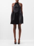 Shushu/tong - Sequin-bow Halterneck Satin Mini Dress - Womens - Black