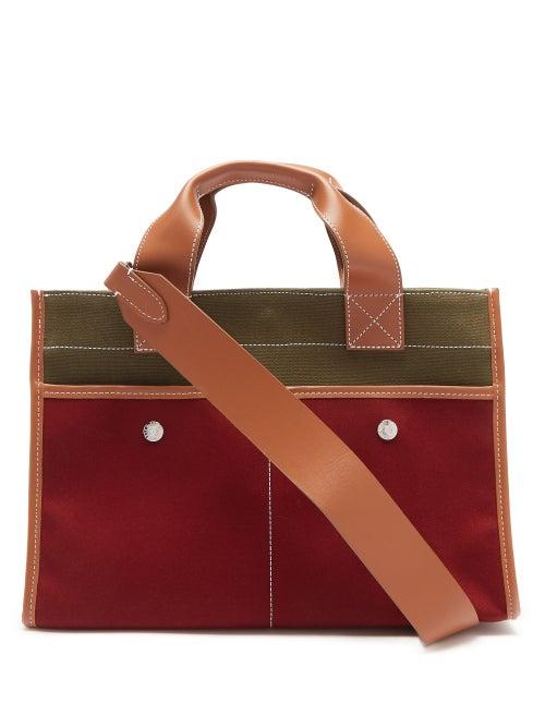 Rue De Verneuil - Reporter M Gabardine Tote Bag - Womens - Burgundy Multi