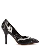 Matchesfashion.com Isabel Marant - Pavine Studded Snake Effect Leather Pumps - Womens - Black