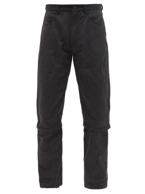 Marine Serre - Detachable-cuff Recycled-fibre Moir Trousers - Mens - Black