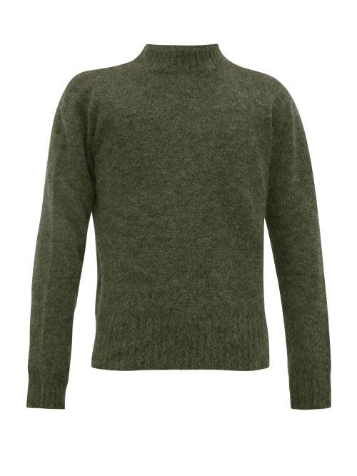 Matchesfashion.com Schnayderman's - Crew Neck Mohair Blend Sweater - Mens - Green