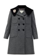 Matchesfashion.com Gucci - Floral-pin Double-breasted Wool Coat - Womens - Dark Grey