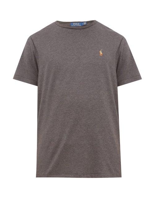 Matchesfashion.com Polo Ralph Lauren - Polo Embroidered Cotton Jersey T Shirt - Mens - Grey