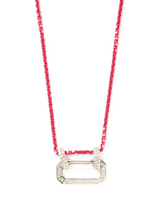 Matchesfashion.com Era - Lucy Diamond & 18kt White-gold Necklace - Womens - Pink