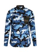 Matchesfashion.com Valentino - Camouflage Cotton Shirt - Mens - Blue