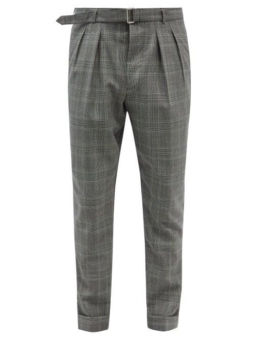 Mens Rtw Officine Gnrale - Pierre Belted Check Wool-fresco Suit Trousers - Mens - Black Print