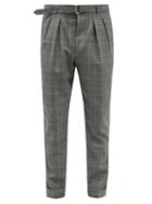 Mens Rtw Officine Gnrale - Pierre Belted Check Wool-fresco Suit Trousers - Mens - Black Print