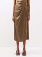 Nanushka - Lea Draped Satin Wrap Skirt - Womens - Khaki