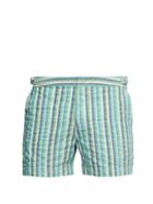Matchesfashion.com Orlebar Brown - Setter Striped Seersucker Swim Shorts - Mens - Green Multi