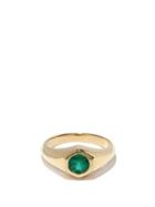 Matchesfashion.com Lizzie Mandler - May 18kt Gold & Emerald Signet Ring - Womens - Green Gold