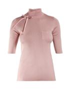 Matchesfashion.com Prada - High Neck Bow Embellished Silk Sweater - Womens - Pink