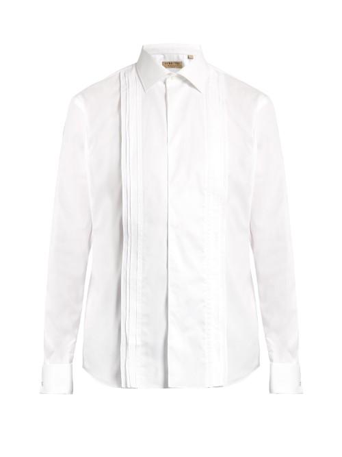 Burberry Double-cuff Pleated-bib Cotton Shirt