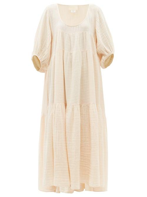 Ladies Beachwear Anaak - Nina Tiered Cotton-muslin Maxi Dress - Womens - Light Pink