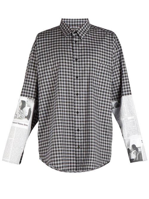 Matchesfashion.com Balenciaga - Newspaper Sleeve Patch Shirt - Mens - Grey