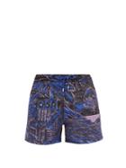 Matchesfashion.com Paul Smith - Chile-print Swim Shorts - Mens - Black Purple