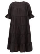 Matchesfashion.com Merlette - Paradis Tiered Cotton Sun Dress - Womens - Black