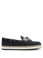 Matchesfashion.com Dolce & Gabbana - Leather Trimmed Canvas Loafers - Mens - Navy Multi