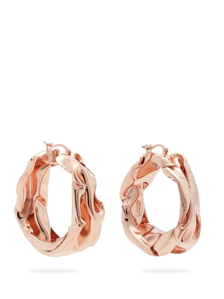 Jil Sander Hammered Rose Gold-tone Hoop Earrings