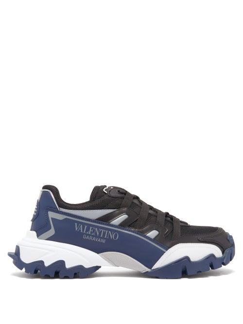 Matchesfashion.com Valentino Garavani - Climbers Logo-print Leather And Mesh Trainers - Mens - Black Multi
