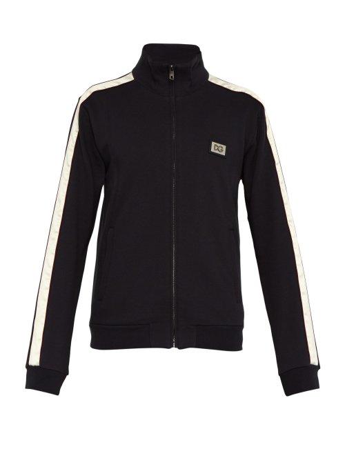 Matchesfashion.com Dolce & Gabbana - Logo Plaque Mock Neck Track Jacket - Mens - Navy