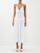 Khaite - Andrina Ruffled Washed-cotton Midi Slip Dress - Womens - White