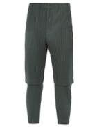Homme Pliss Issey Miyake - Technical-pleated Panelled Trousers - Mens - Green