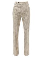 Amiri - Striped-jacquard Slit-flare Suit Trousers - Mens - Tan Multi