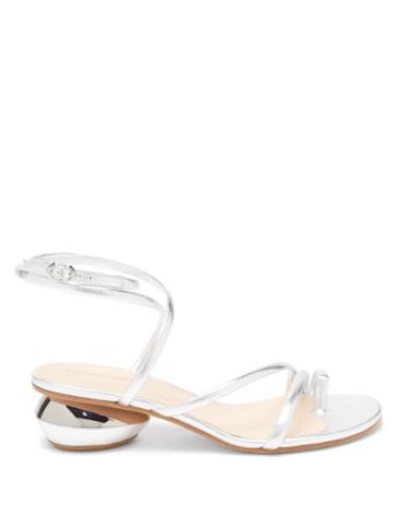 Matchesfashion.com Nicholas Kirkwood - Beya Maxi 45 Geometric-heel Leather Sandals - Womens - Silver