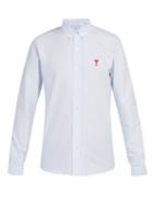 Matchesfashion.com Ami - Striped Cotton Shirt - Mens - Blue White