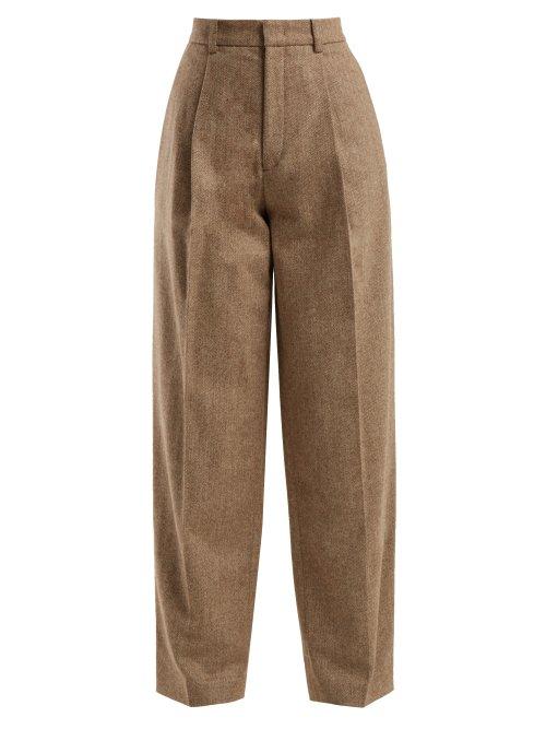 Matchesfashion.com Joseph - Riska Herringbone Wool Blend Trousers - Womens - Beige
