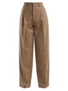 Matchesfashion.com Joseph - Riska Herringbone Wool Blend Trousers - Womens - Beige