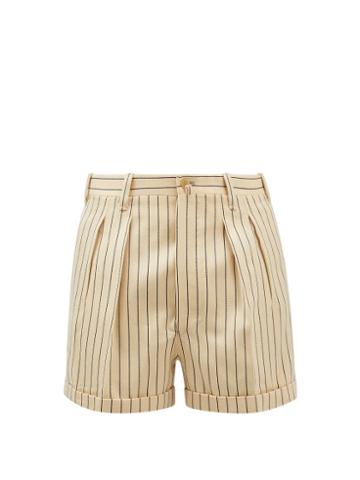 Giuliva Heritage Collection - James Pleated Striped Wool Shorts - Mens - Cream Multi