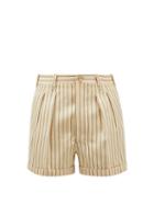 Giuliva Heritage Collection - James Pleated Striped Wool Shorts - Mens - Cream Multi