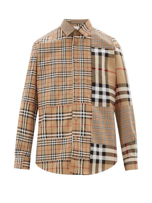 Matchesfashion.com Burberry - Patchwork Check Cotton Shirt - Mens - Beige