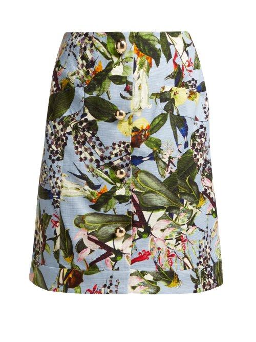 Matchesfashion.com Erdem - Hayden Fassett Dream Print Mini Skirt - Womens - Blue Multi