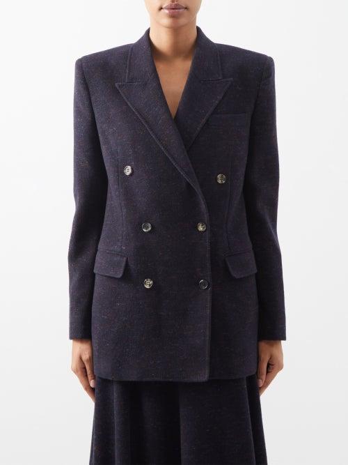 Gabriela Hearst - Layne Double-breasted Slubbed-cashmere Blazer - Womens - Navy