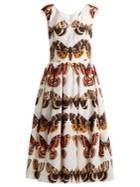 Dolce & Gabbana Butterfly-print Pleated Cotton Dress
