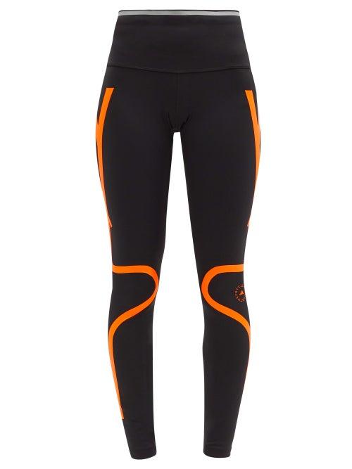 Matchesfashion.com Adidas By Stella Mccartney - High-rise Abstract-print Performance Leggings - Womens - Black Orange