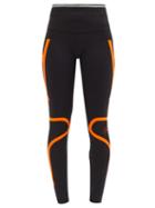 Matchesfashion.com Adidas By Stella Mccartney - High-rise Abstract-print Performance Leggings - Womens - Black Orange