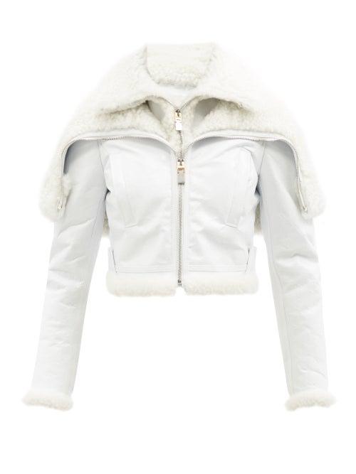 Givenchy - Hooded Shearling-lined Leather Jacket - Womens - White