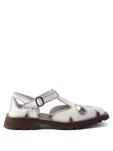 Hereu - Floreta Cutout Leather Sandals - Womens - White