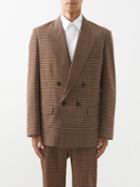Valentino - Double-breasted Geometric-print Wool Blazer - Mens - Brown