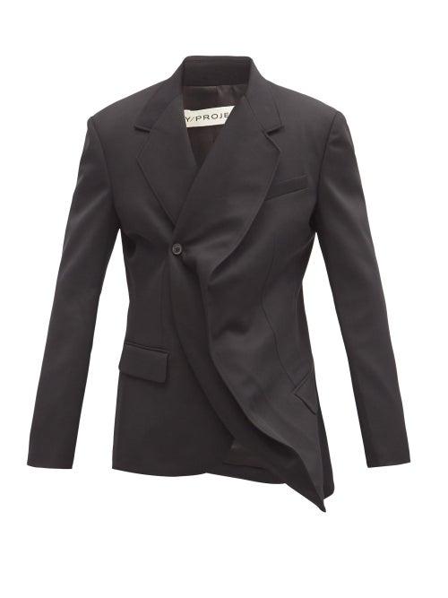 Matchesfashion.com Y/project - Evergreen Twisted Double-breasted Wool Jacket - Mens - Black