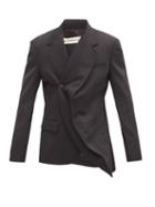 Matchesfashion.com Y/project - Evergreen Twisted Double-breasted Wool Jacket - Mens - Black