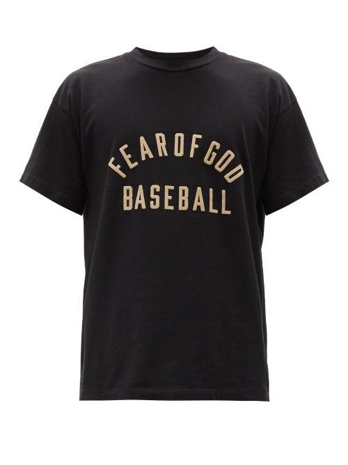 Matchesfashion.com Fear Of God - Flocked Logo Cotton-jersey T-shirt - Mens - Black