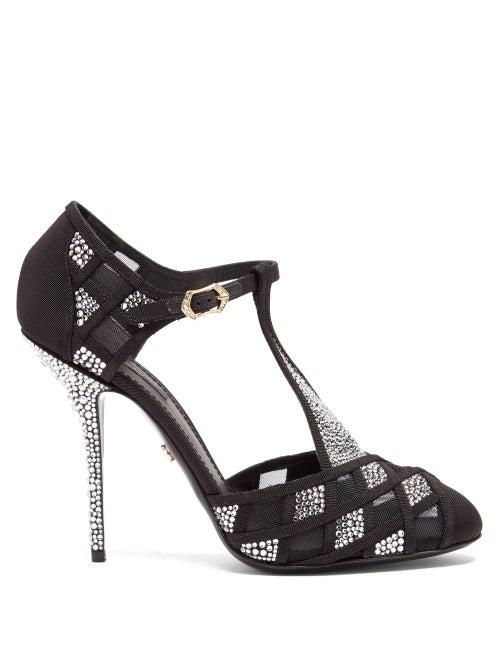 Matchesfashion.com Dolce & Gabbana - Crystal-stiletto Faille Pumps - Womens - Black Silver