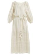 Matchesfashion.com Mes Demoiselles - Offrande Gathered Detailed Cotton Dress - Womens - Ivory