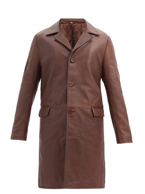Matchesfashion.com Sunflower - Single-breasted Leather Coat - Mens - Brown