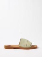 Chlo - Woody Canvas And Leather Slides - Womens - Khaki
