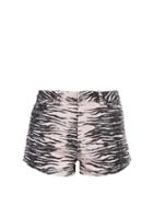 Ganni - Zebra-print Denim Shorts - Womens - Pink Multi